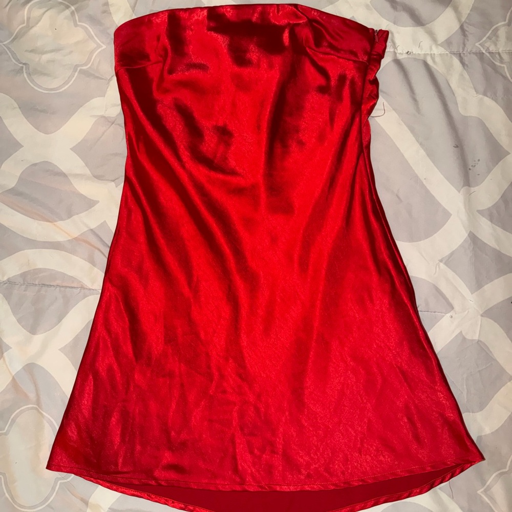 Hello Molly Vibrant Red Strapless Dress